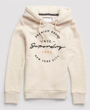 Superdry Applique Női Kapucnis Pulóver Fehér | PHVTF0823